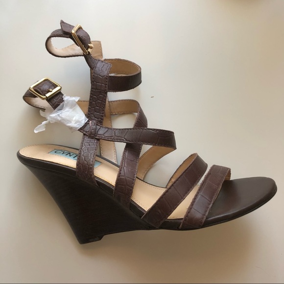 Cynthia Rowley Brown Downtown Wedge Sandals - Picture 5 of 7